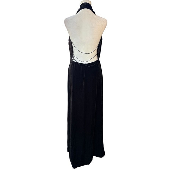 Betsey & Adam Black Halter Maxi Dress Gown Velvet Size 14 Womens - Picture 3 of 7